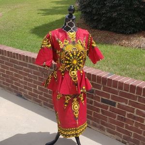 Custom made authentic African print 2pc skirt set